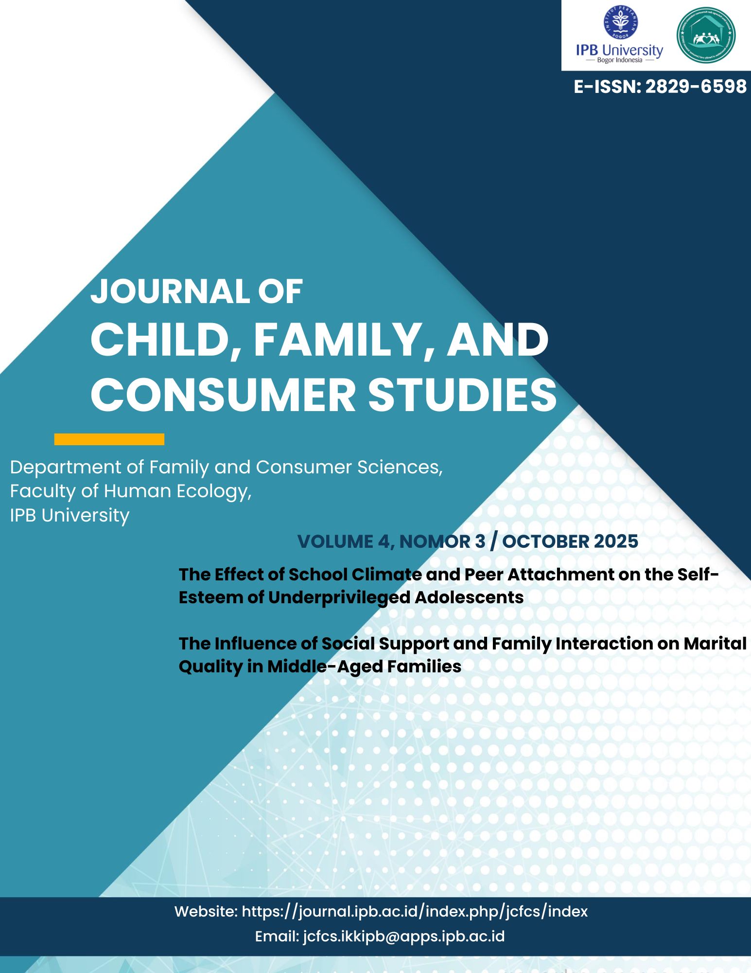 					View Vol. 4 No. 3 (2025): Journal of Child, Family, and Consumer Studies
				