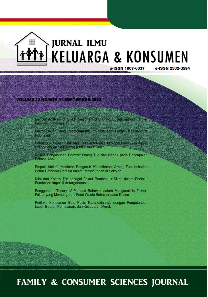 Jurnal Ilmu Keluarga dan Konsumen Volume 13 Nomor 3