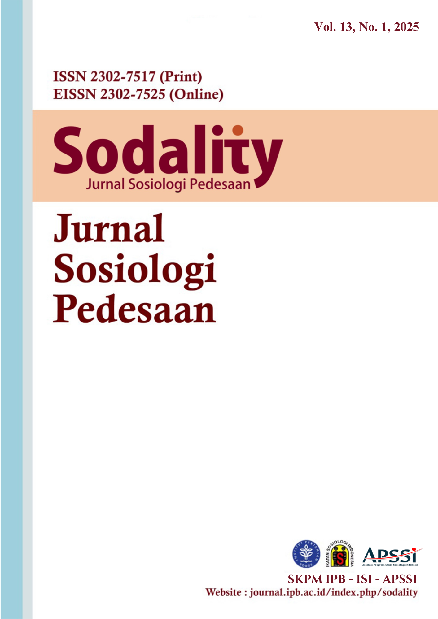					View Vol. 13 No. 1 (2025): Sodality: Jurnal Sosiologi Pedesaan
				