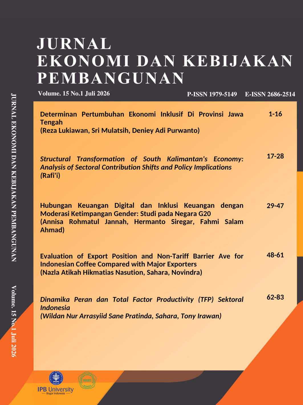 					View Vol. 15 No. 1 (2026): Jurnal Ekonomi dan Kebijakan Pembangunan
				