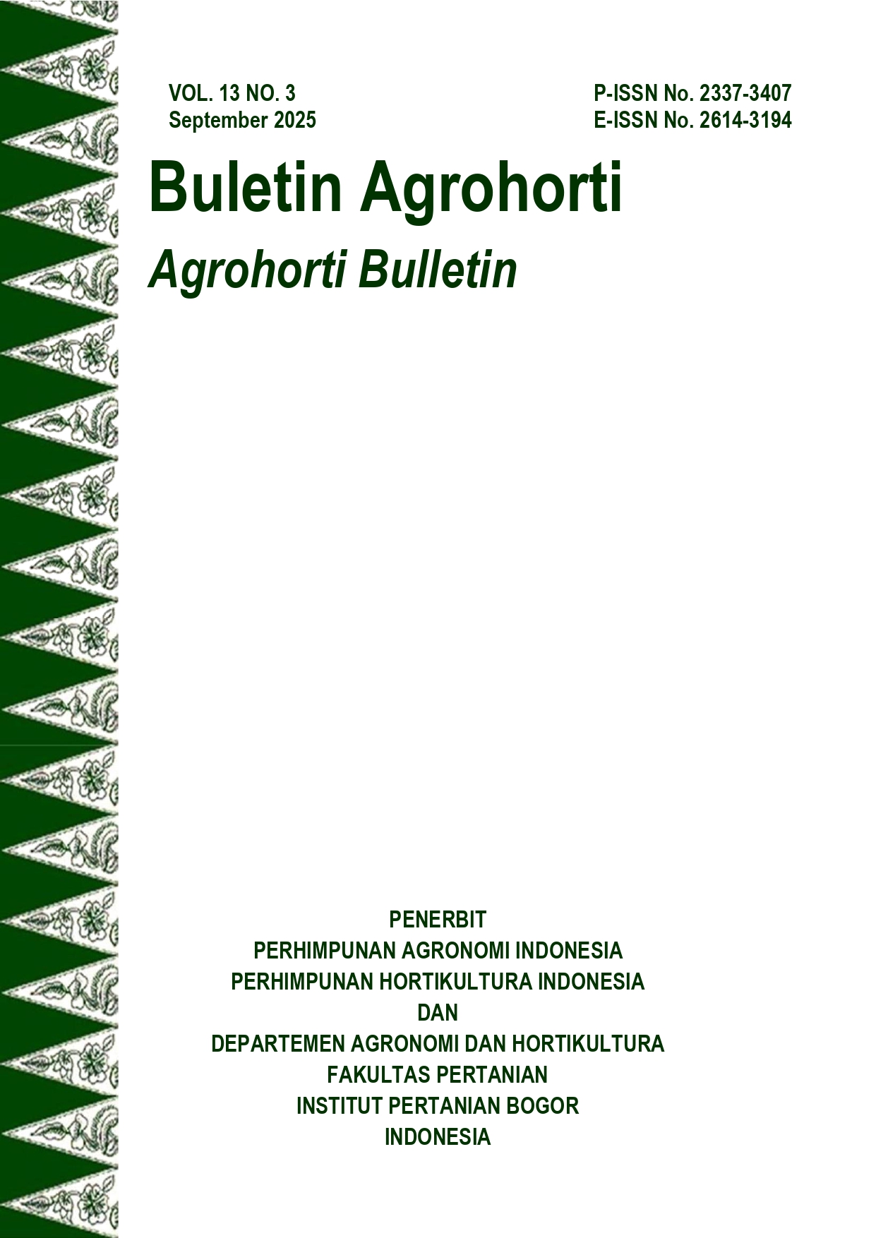 					View Vol. 13 No. 3 (2025): Buletin Agrohorti
				