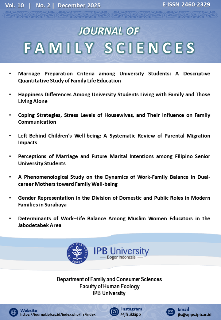                     View Vol. 10 No. 2 (2025): Journal of Family Sciences
                