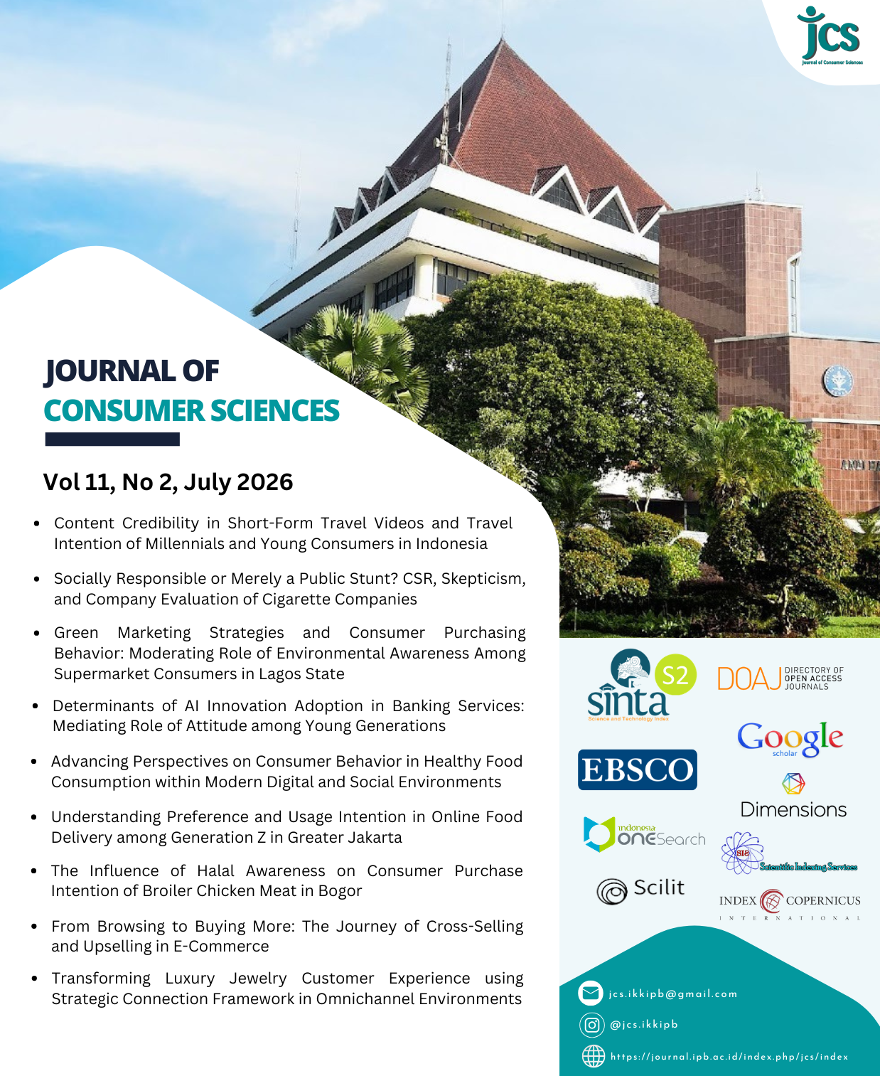 					View Vol. 11 No. 2 (2026): Journal of Consumer Sciences
				