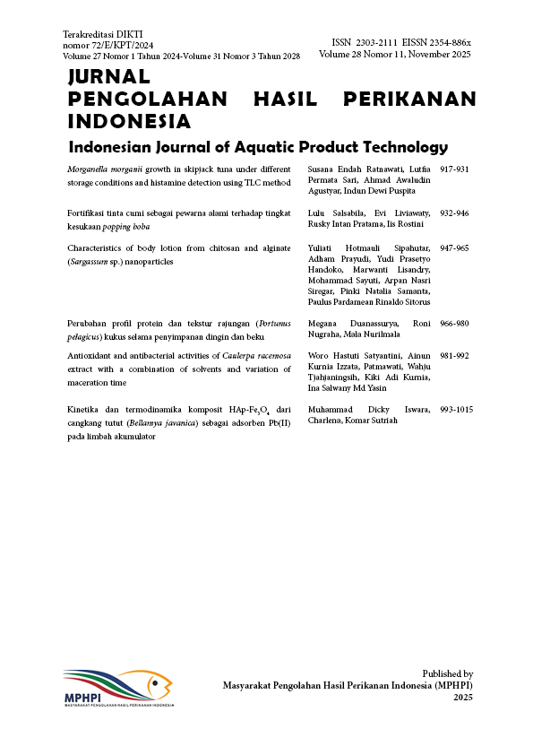                     View Vol. 28 No. 11 (2025): Jurnal Pengolahan Hasil Perikanan Indonesia 28(11)
                