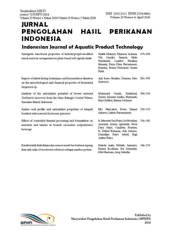 					View Vol. 29 No. 4 (2026): Jurnal Pengolahan Hasil Perikanan Indonesia 29 (4)
				